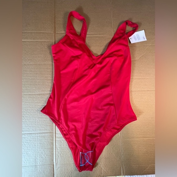 NWT ASOS ONE PIECE SWIMSUIT RED SZ 14 - Picture 1 of 8
